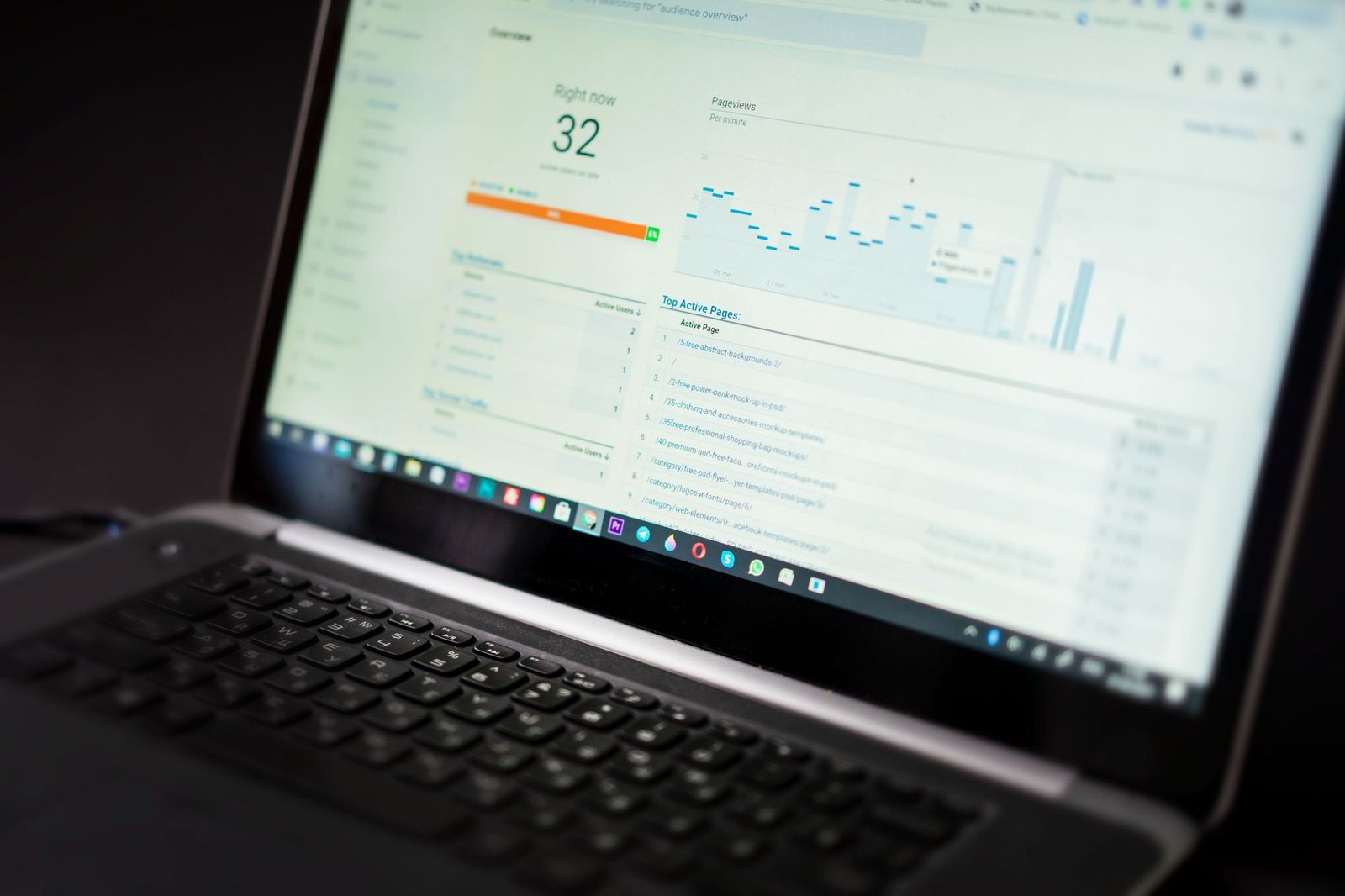 Ordinateur portable affichant un tableau de bord d'analyse de performance web