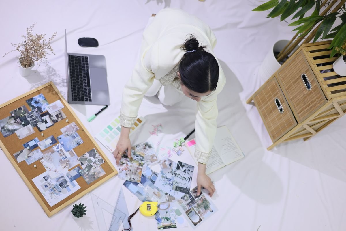 Mood board d'inspiration visuelle pour une campagne Pinterest